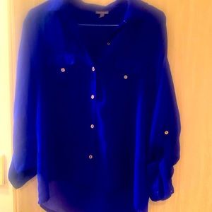 Royal blue sheer button down -Size M